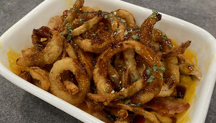 Beer battered onion rings at Mastricola's On Broadway Berlin, WI restaurant, bar, grill and event venue hall