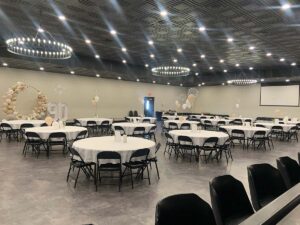 Private party table settings event hosted at Mastricola's On Broadway Berlin, WI large banquet hall