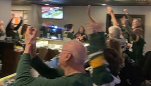 Sports and football fans cheer on their team at Mastricola's On Broadway Berlin, WI restaurant, bar, grill and event venue